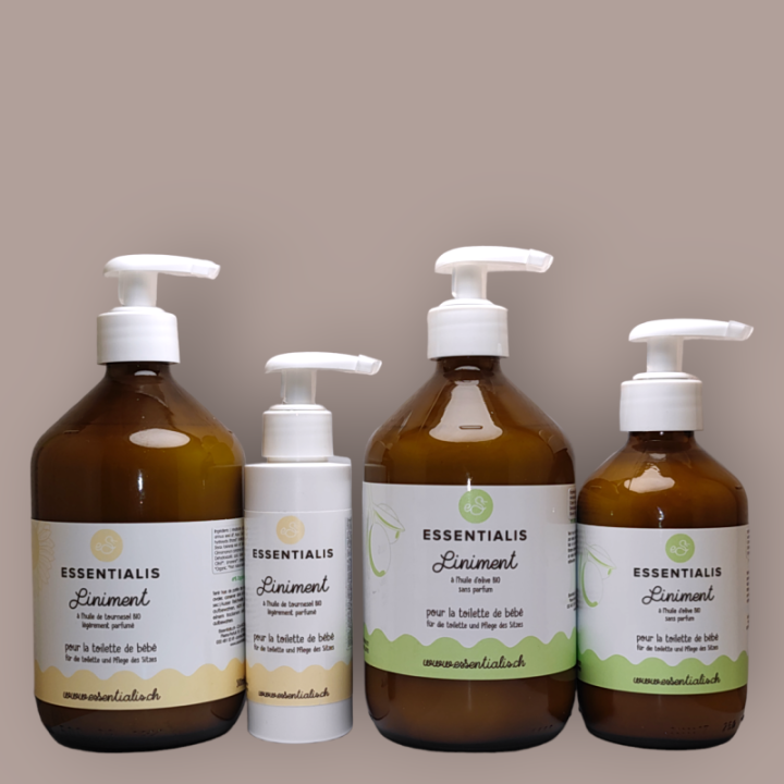 Liniment 100% natürlich Schweiz mit Olivenöl, ohne Parfüm - Glasflasche 250ml - Essentialis