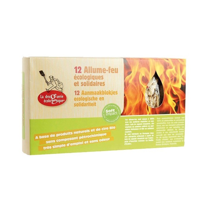 Allume-feu écologiques et solidaires - 12 sachets - La Droguerie écologique