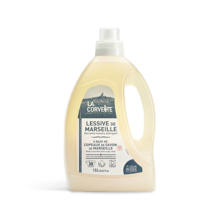Detersivo liquido BIO di Marsiglia a base di scaglie di sapone di Marsiglia - 1,5L (30 lavaggi) - La Corvette