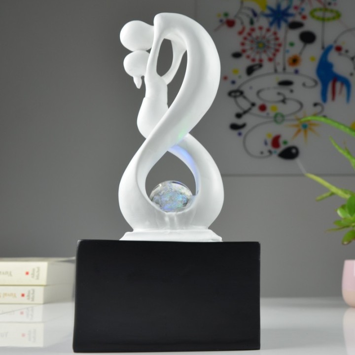 Fontana d'acqua - "Amor" Bianco e nero (con luce LED e palla) - Zen'Light