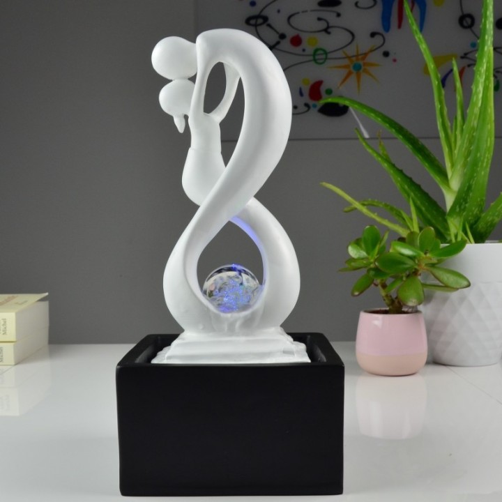 Fontaine à eau - "Amor" Noir & Blanc (avec éclairage LED et boule) - Zen'Light