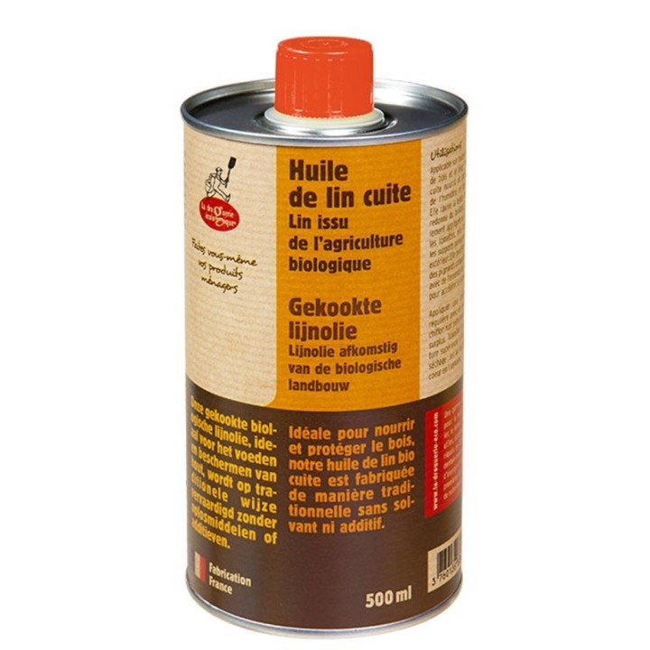 Olio di lino cotto biologico, protezione tradizionale del legno - 500ml - La Droguerie écologique