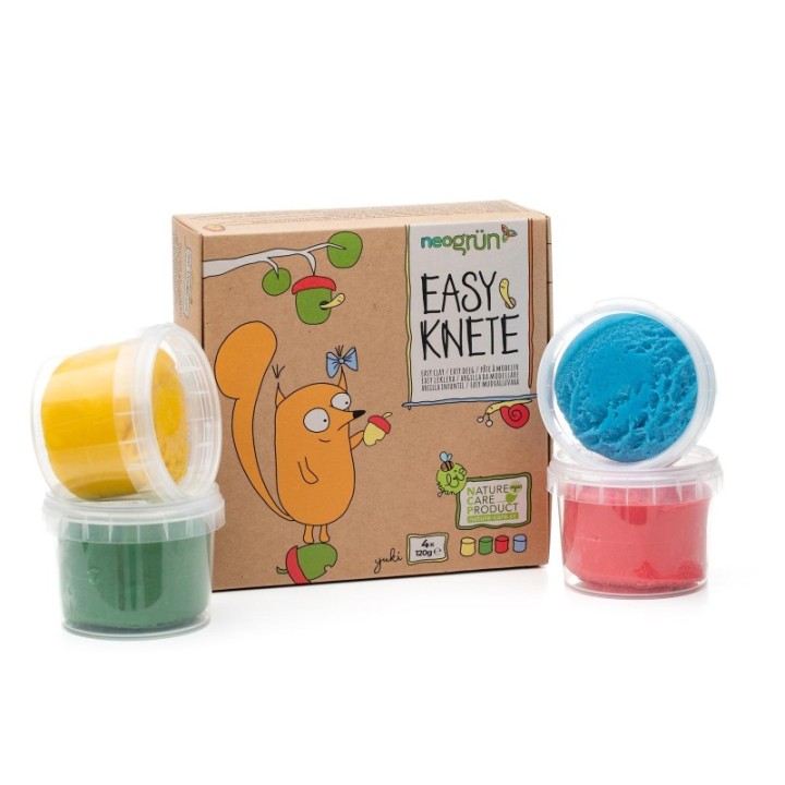 Argilla da modellare per bambini, morbida e facile da modellare - Ecologica e sicura! - Pack "YUKI", 4x120g - neogrün