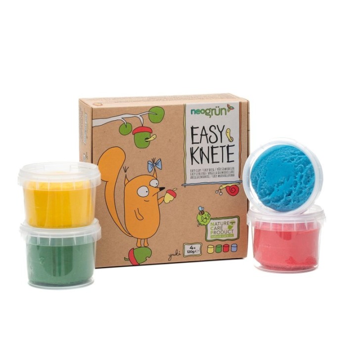 Argilla da modellare per bambini, morbida e facile da modellare - Ecologica e sicura! - Pack "YUKI", 4x120g - neogrün