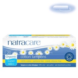 Tampon en coton biologique, sans applicateur - Super  - Natracare - 20pces