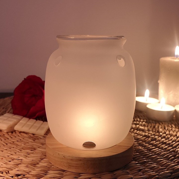 Duftbrenner mit Kerze aus Glas und Holz, Serie Inspiration SIETE - ZEN'Arôme