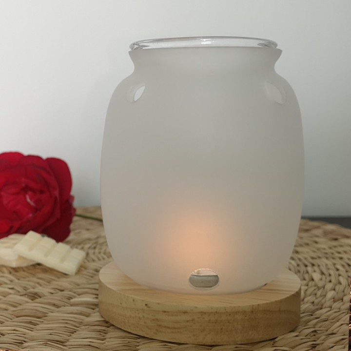 Duftbrenner mit Kerze aus Glas und Holz, Serie Inspiration SIETE - ZEN'Arôme