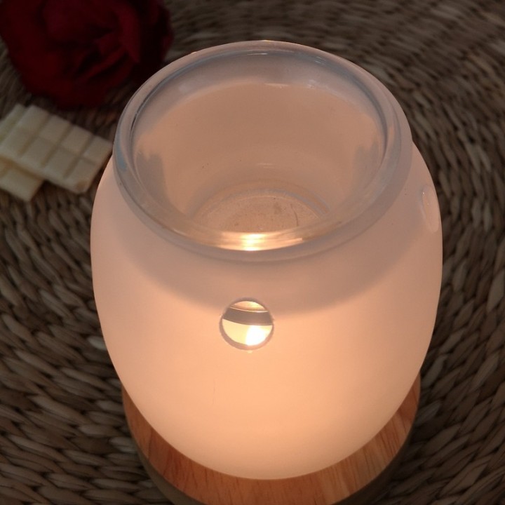 Brûle parfum à bougie en verre et bois, Série Inspiration SIETE - ZEN'Arôme
