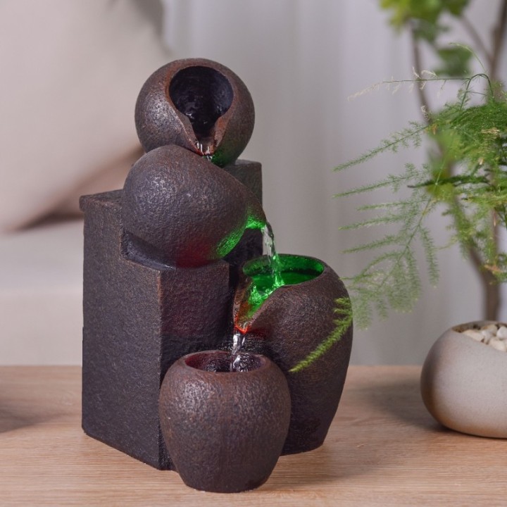 Wasserspender - "Zen Luba" mit 3 Stufen von Wasserfällen (mit LED-Beleuchtung) - Zen'Light