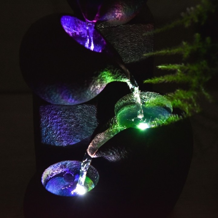 Fontana d'acqua - "Zen Luba" a 3 livelli di cascata (con illuminazione LED) - Zen'Light