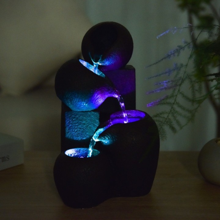 Fontaine à eau - "Zen Luba" à 3 niveaux de cascades (avec éclairage LED) - Zen'Light