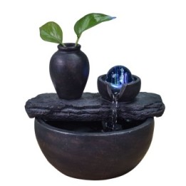 Fontaine à eau - "Bouddha Silice" avec boule tournante illuminée (LED) - Zen'Light