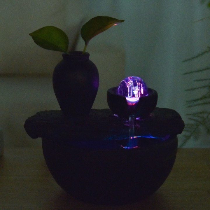 Wasserspender - "Buddha Silica" mit beleuchteter, rotierender Kugel (LED) - Zen'Light