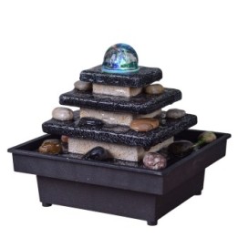 Fontana d'acqua - "Zen Eka" con 4 livelli e sfera rotante illuminata (LED) - Zen'Light