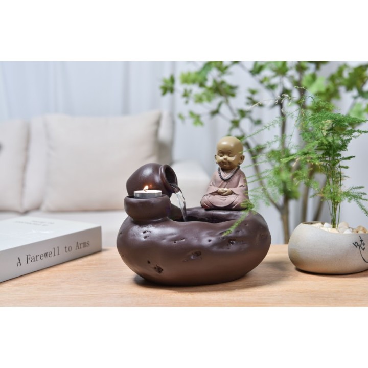 Wasserspender - "Buddha Medina" Exotik & Spiritualität (mit Statue und LED-Beleuchtung) - Zen'Light