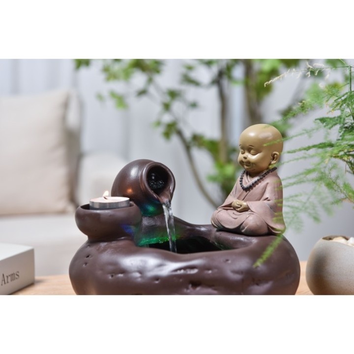 Fontana d'acqua - "Bouddha Médina" Esotismo e spiritualità (con statua e illuminazione a LED) - Zen'Light