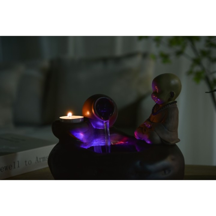 Fontana d'acqua - "Bouddha Médina" Esotismo e spiritualità (con statua e illuminazione a LED) - Zen'Light