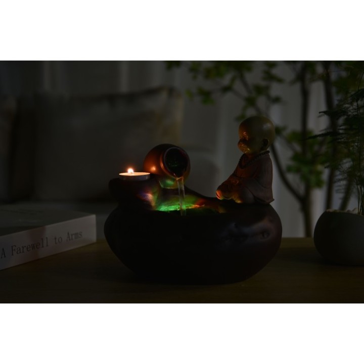 Fontaine à eau - "Bouddha Médina" Exotisme & Spiritualité (avec statue et éclairage LED) - Zen'Light