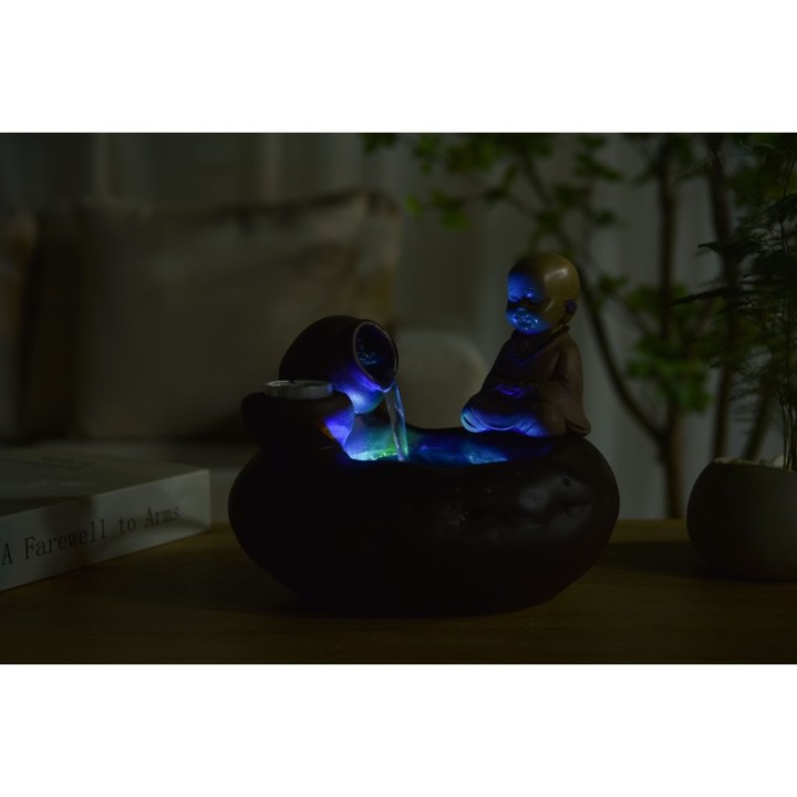 Fontaine à eau - "Bouddha Médina" Exotisme & Spiritualité (avec statue et éclairage LED) - Zen'Light