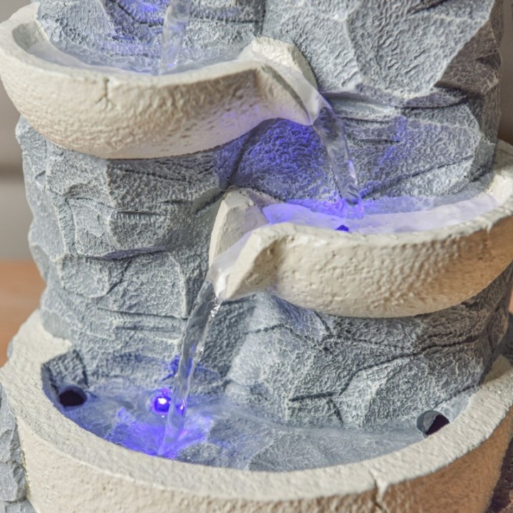 Fontana d'acqua - "Ganda" con 4 livelli di cascata (con illuminazione a LED) - Zen'Light