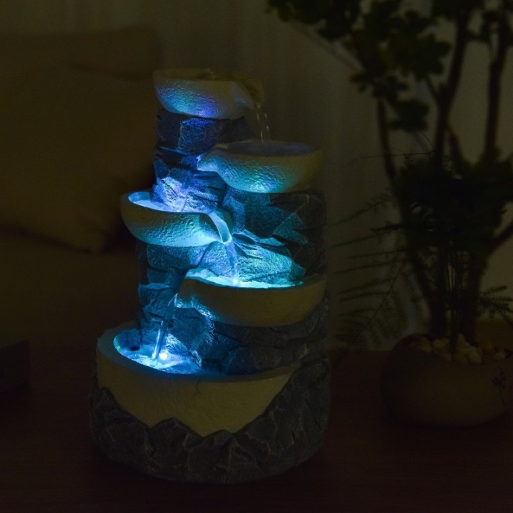 Wasserspender - "Ganda" mit 4 Stufen von Wasserfällen (mit LED-Beleuchtung) - Zen'Light