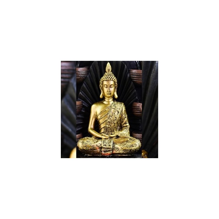 Statuette - "Bouddha Sanci", un bouddha doré en position méditation - Haut de 13 cm - Zen'Light