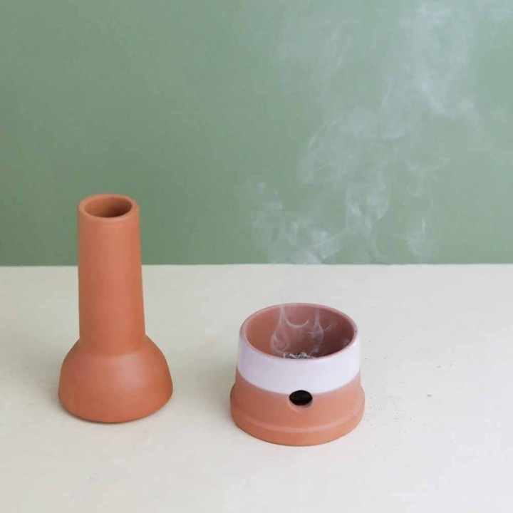 Ritueller Räuchergefäß in Alambik-Form aus Terrakotta - 18x8 cm - Die Räucherstäbchen der Welt
