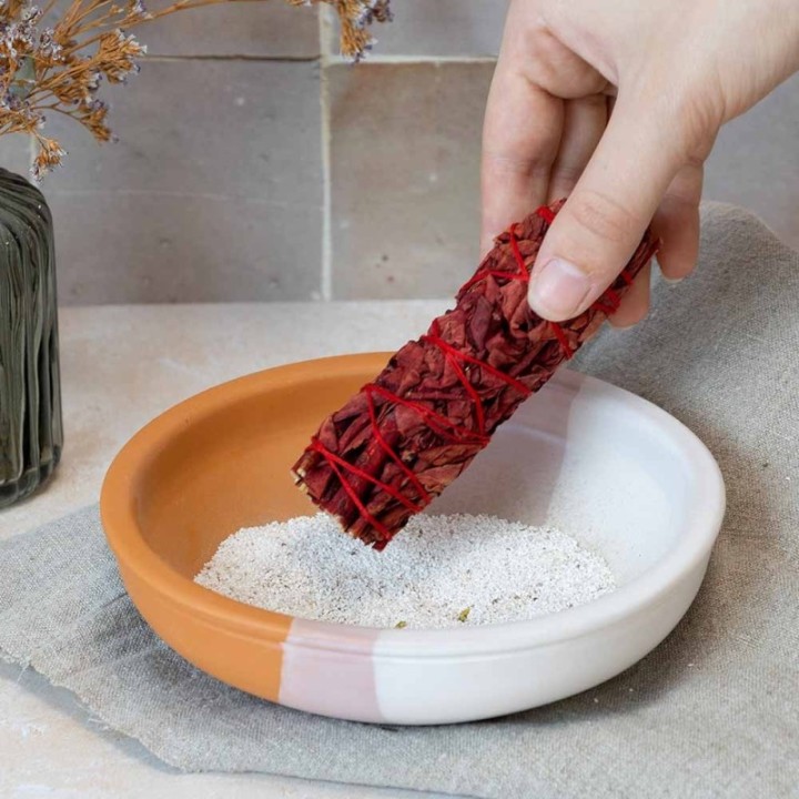 Vaso rituale in argilla (per salvia, Palo Santo, trecce di resina...) - 15x 5 cm - Les encens du monde