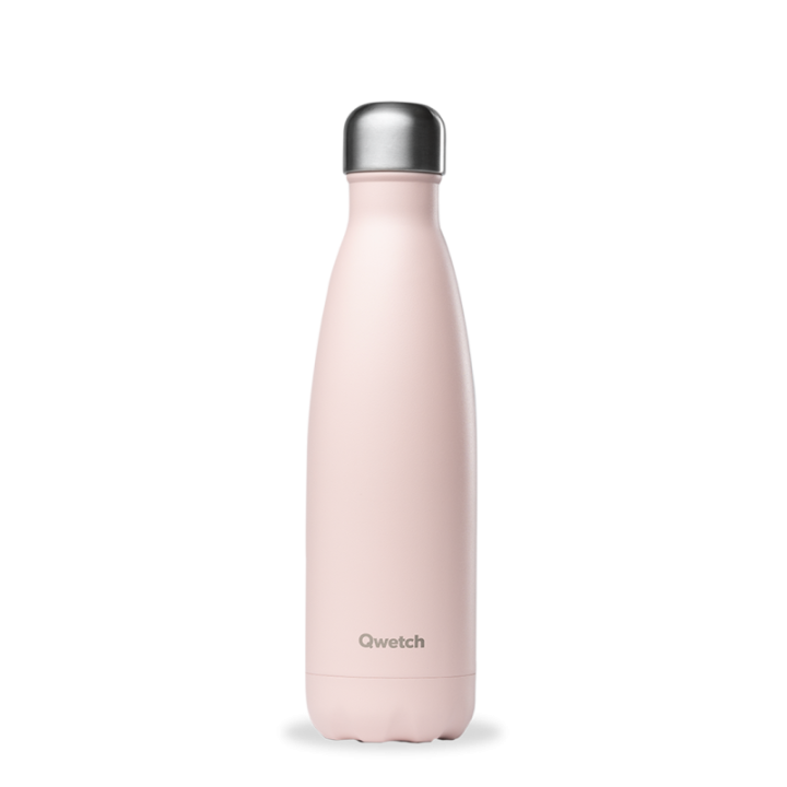Bottiglia in acciaio inossidabile isolata a doppia parete, Rosa pastello - 500ml - Qwetch