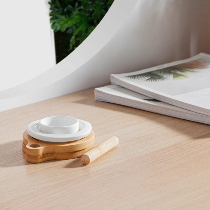 Brûle parfum à bougie en bois & céramique, Série "Simplicity" - RONDA - ZEN'Arômes