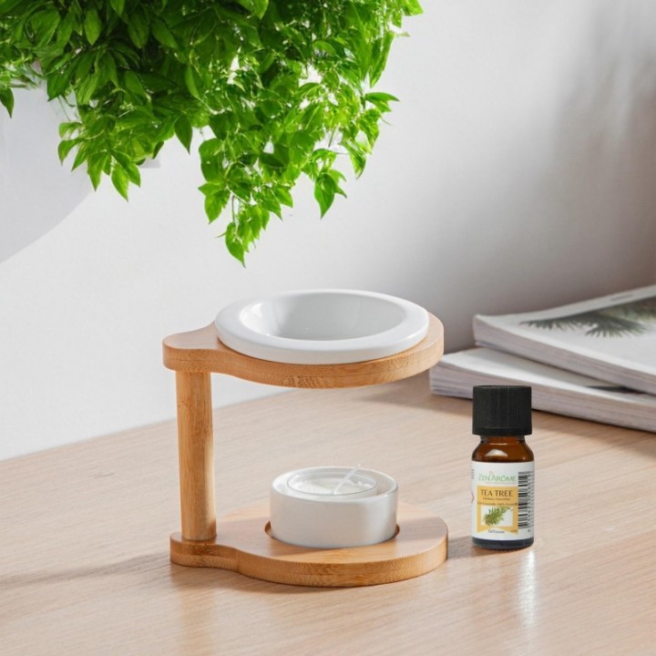 Bruciatore di profumo per candele in legno e ceramica, serie "Simplicity" - RONDA - ZEN'Arômes