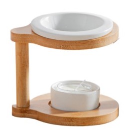 Bruciatore di profumo per candele in legno e ceramica, serie "Simplicity" - RONDA - ZEN'Arômes