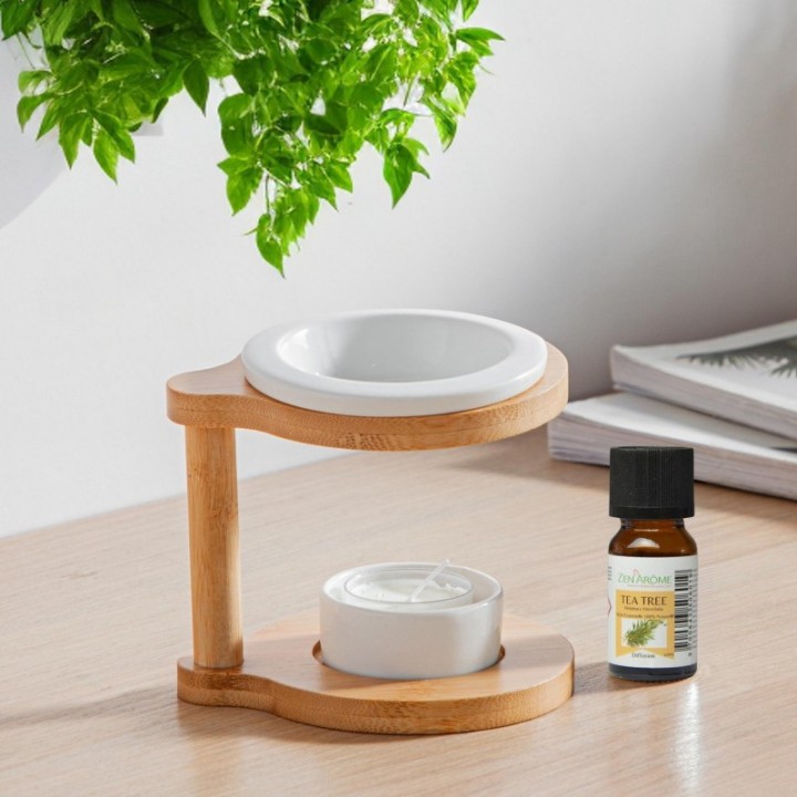 Bruciatore di profumo per candele in legno e ceramica, serie "Simplicity" - RONDA - ZEN'Arômes
