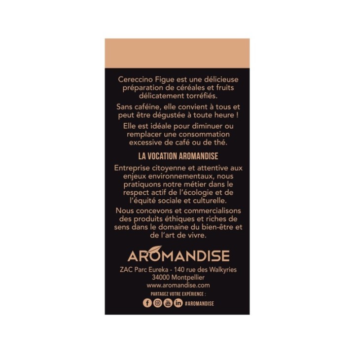 Substitut de café instantané BIO, Cereccino Figue - 100g - Aromandise