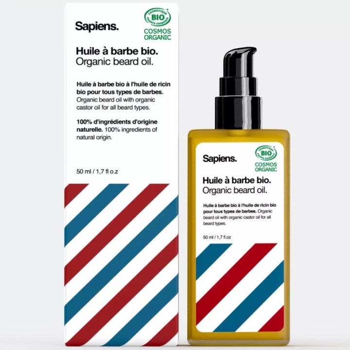 Bio-Bartöl - Mit pflanzlichen Ölen aus Rizinus, Jojoba, Argan und Süßmandel - 50ml - Sapiens