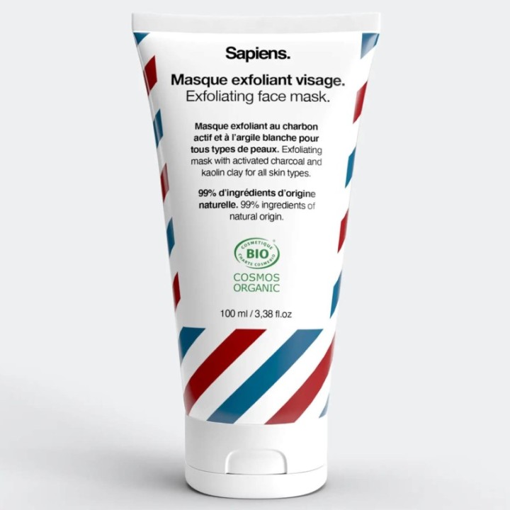 Peeling-Maske für das Gesicht - Mit Pflanzenkohle, Tonerde, Aloe & Bambus - 100ml - Sapiens
