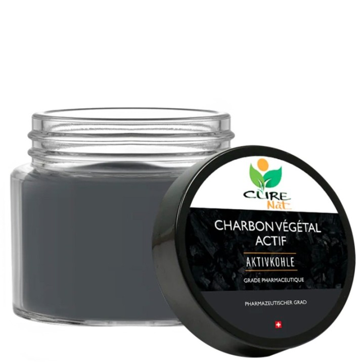 Charbon actif végétale de qualité pharmaceutique (Noix de coco) - Pot de 80g en verre ou jusqu'à 4kg - Curenat