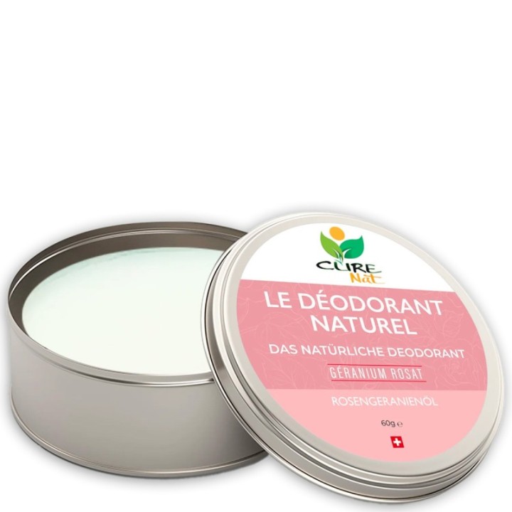 Bio-Creme Deodorant mit Bikarbonat, Rosengeranie - 60g - Curenat
