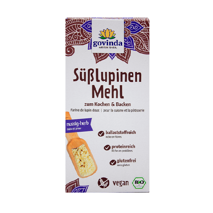 BIO-Süßlupinenmehl - Reich an Ballaststoffen und Proteinen, glutenfrei - 300g - Govinda