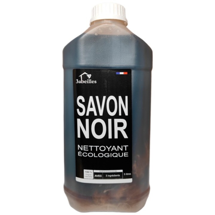 Schwarze Öko-Seife, Bio-Sonnenblumenöl (mit nur 3 Zutaten) - 5L - 3 Abeilles