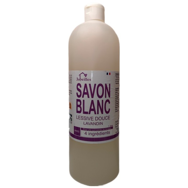 Sapone bianco - Detergente liquido delicato Lavandin con soli 4 ingredienti - 1 Litro - 3 Api