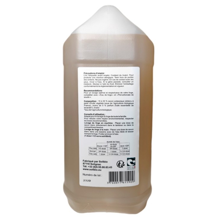 Weiße Seife - Mildes Flüssigwaschmittel mit Lavandin mit nur. 4 Zutaten - 5 Liter - 3 Bienen
