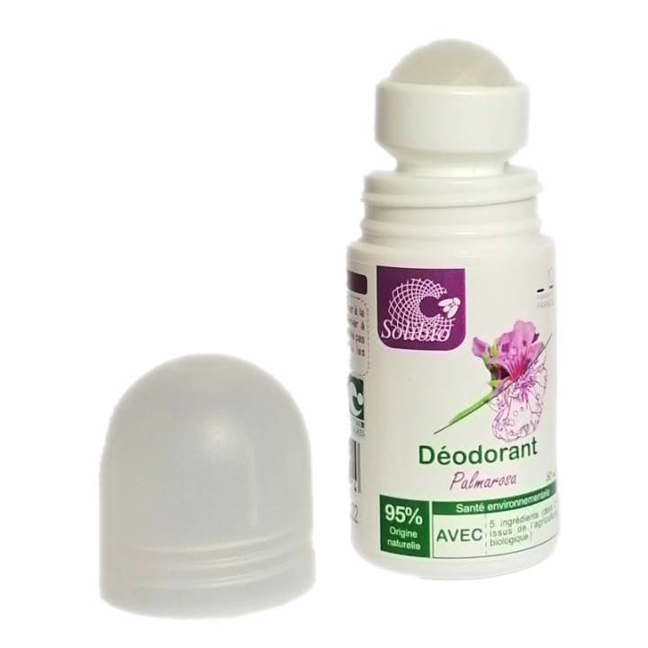 Déodorant Roll-on écologique, Palmarosa avec seulement 5 ingrédients - 50ml - Solibio
