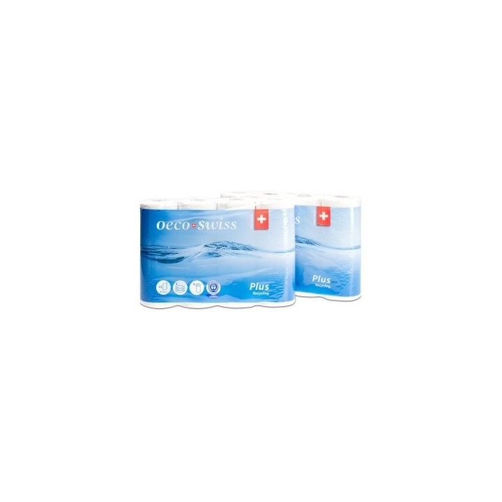 Schweizer Haushaltspapier 3-lagig , 100% recycelt - 4 Rollen à 51 Blatt, Weiss - Oeco Swiss