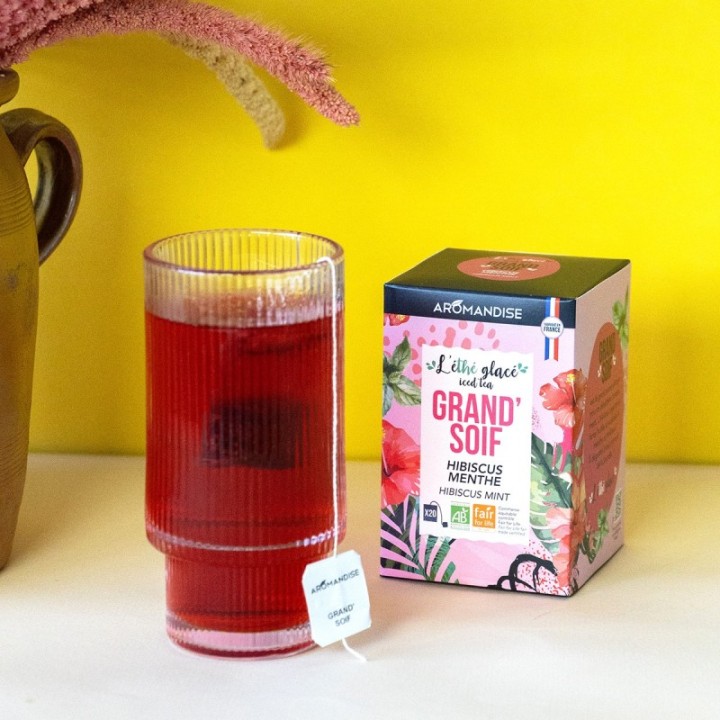 L'éthé Glacé "Grand soif" - Thé glacé Hibiscus & Menthe - 20 sachets - Aromandise