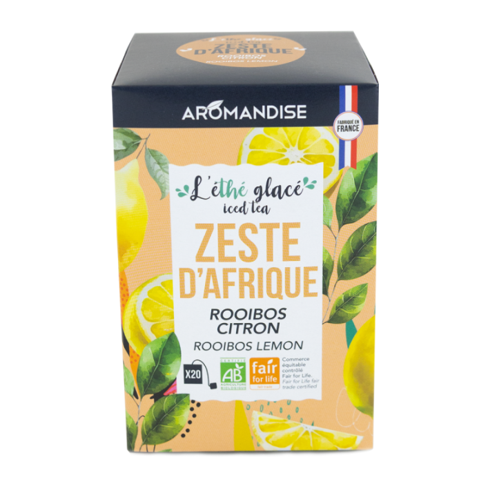 Tè freddo estivo "Tocco d'Africa" - Tè freddo Rooibos e limone - 20 bustine - Aromandise