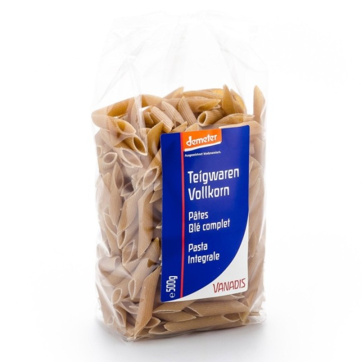 Penne de blé complet BIO (Demeter, Suisse) - 500g - Vanadis
