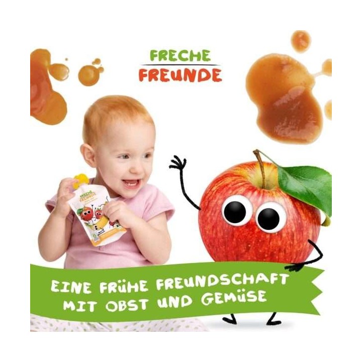 BIO-Quetschie Banane, Apfel, Erdbeere & Himbeere - 100g - Freche Freunde