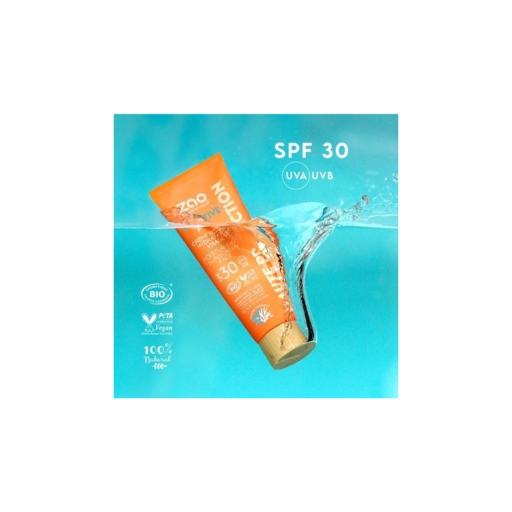 Crema solare idratante BIO per il viso, Pelle Intuitiva - Indice 30, Protezione alta - Zao