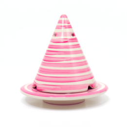 Lampe Merlin, Diffusor für Cade-Holz (handbemalt), rosa Spirale - Ambiance Cade